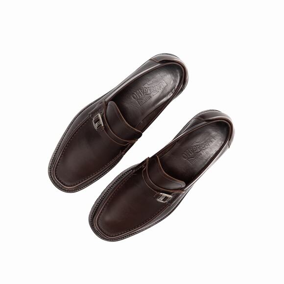 950$ Ferragamo Men\'s Gancini Logo Brown Leather Loafers US 9.5 EE main image 2
